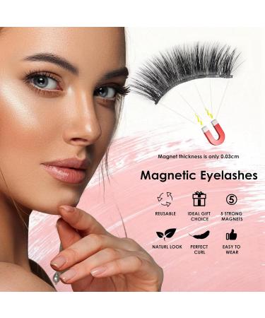 Magnetic Eyelashes without Eyeliner Magnetic Eyelashes Natural Look Reusable Magnetic Eyelashes 3D Magnetic Eyelash Partner Set No Glue Magnetic Lashes Waterproof Magnetic Eyelashes with Applicator - Buy Online on SooperMarket.com