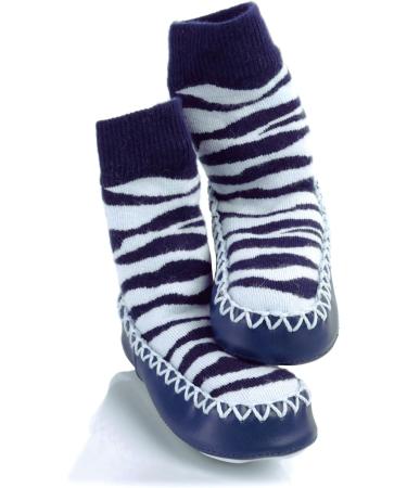 Mocc Ons Moccasin Style Slipper Socks - 6-12 Months Zebra Stripe | Comfy and Stylish Baby Footwear - Buy Online on SooperMarket.com