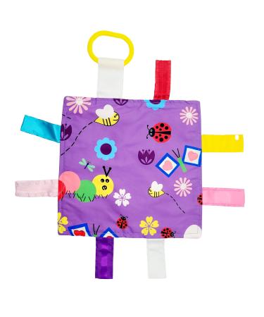 Baby Jack & Co 8x8  Garden Lovey Tag Toys for Babies - Baby Crinkle Toys - Crinkle Toys for Baby - Soft & Safe - Learn Shapes & Colors - Ideal Baby Toy - BPA Free w/Stroller Clip
