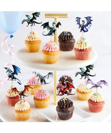 30-Piece Dragon Theme Cupcake Toppers - Mythical Cake Decorations for Weddings & Birthday Parties - Buy Online on SooperMarket.com