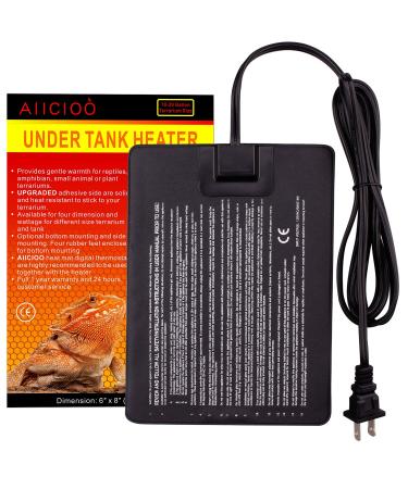 Aiicioo Reptile Heating Pad - Hermit Crab Heater Heat Mat for Reptiles Snake Lizard Terrarium 6X8Inch(8W)