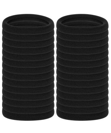 Anezus 50 Pcs Thick Black Hair Ties Large Elastics Bulk Hair Ties Stretch Hair Bands Ponytail Holders for Thick Heavy and Curly Hair