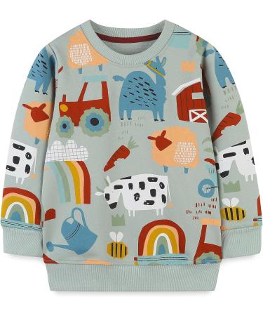 Girls Cotton Sweatshirt | Long Sleeve Casual Jumper for Kids | Toddler T Shirt | 5-6 Years | Green - Buy Online on SooperMarket.com