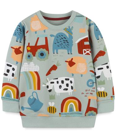 Girls Sweatshirt for Kids Cotton Top Casual Jumper Girl T Shirt Toddler Clothes Long Sleeve Pullover Age 1-12 Years 3-4 Years Green