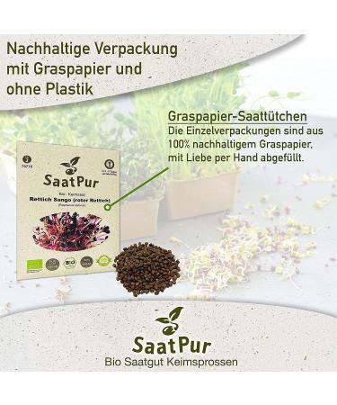 SaatPur ORGANIC Sprouts Assortment | 4 Varieties: Red Energy Mix Radish Red Cabbage Basil Beetroot - International Shipping Available - Buy Online on SooperMarket.com
