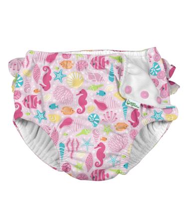 i play. Snap Reusable Swim Diaper | No other diaper necessary, UPF 50+ protection 3T Pink Sealife