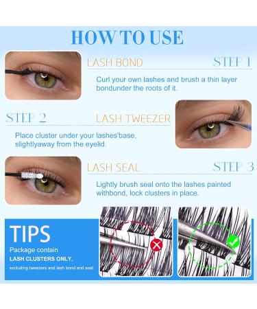 Geeneiya Wispy Lashes Clusters Kit - Natural Eyelash Extensions 10-16mm | C Curl | Waterproof Bond & Seal | Remover Tweezers & Brush Included - Buy Online on SooperMarket.com