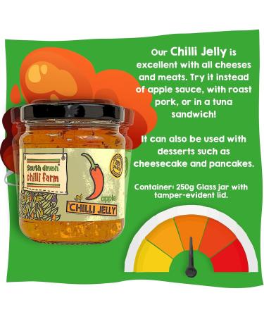 South Devon Chilli Farm | Fresh Apple Chilli Jelly Ideal Condiment for Cheese Meats or Desserts Made with Fresh Chillies - Gluten Free Vegan Friendly 250g Jar - Case of 6 - Buy Online on SooperMarket.com