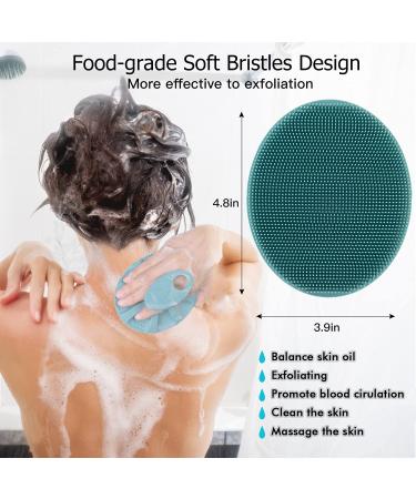 Soft Silicone Body Cleansing Brush - Exfoliating Shower Scrubber for All Skin Types (Dark Green) - Buy Online on SooperMarket.com