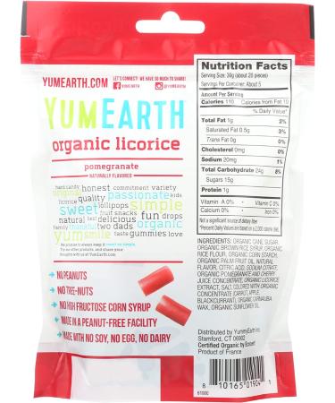Buy YumEarth Organic Licorice Pomegranate 5 oz - All-Natural Treat - Buy Online on SooperMarket.com