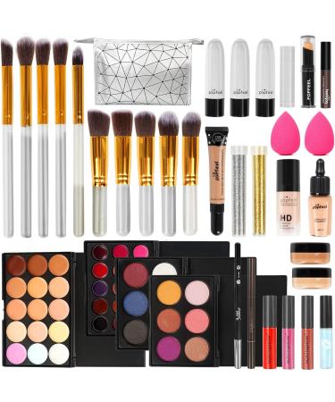 FantasyDay All-in-one Holiday Makeup Gift Set | Makeup Kit for Women Full Kit Cosmetic Essential Starter Bundle Include Eyeshadow Palette Lipstick Blush Foundation Concealer Face Powder Lipgloss Brush - Buy Online on SooperMarket.com