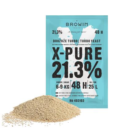 BROWIN Turbo X-Pure Yeast 403103 - High-Quality Fermentation Yeast for 21.3% Alcohol in 48h | 25L 6-9kg Sugar 135g | International Shipping - Buy Online on SooperMarket.com