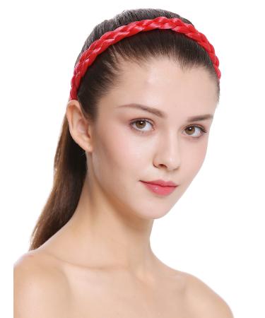 WIG ME UP - CXT-006-617 Hairband headband braided traditional costume 2cm wide bright red braid