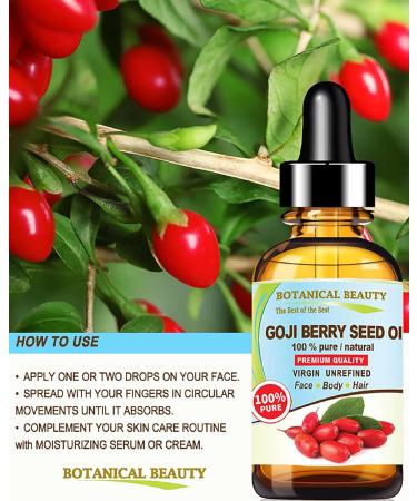 100% Pure Goji Berry Seed Oil - Virgin Cold Pressed Carrier Oil for Face Skin Hair & Nails | Botanical Beauty - 30ml - Buy Online on SooperMarket.com