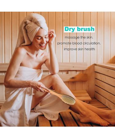 Spclsim Bath Brush Set - Body Exfoliating & Cleaning Scrubber with Long Wooden Handle - Buy Online on SooperMarket.com