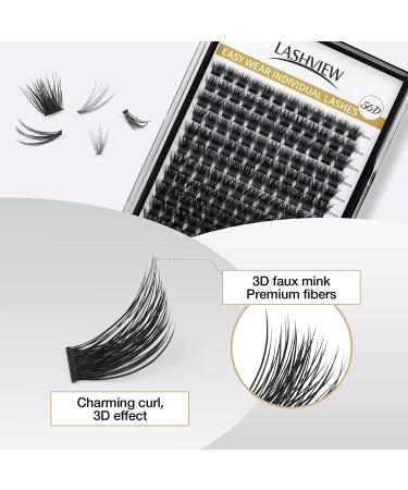 LASHVIEW DIY Lash Extension Cluster Lashes 0.10mm 56D 9-14mm Mixed Reusable - Soft, Lightweight Wide Band Lash Cluster Kit - Buy Online on SooperMarket.com