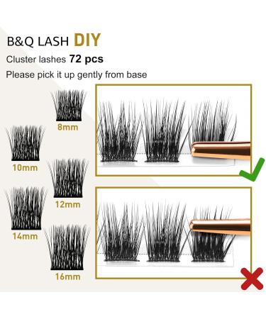 14mm D-Curl B&Q Lash Clusters - 72 Natural Individual Eyelash Extensions for DIY Soft and Fluffy Cluster Lashes - B21 D-14mm - Buy Online on SooperMarket.com