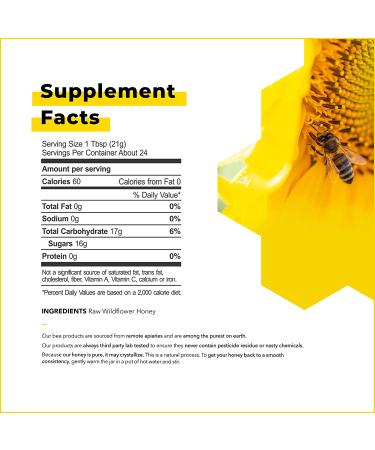 Beekeeper's Naturals Raw Wildflower Honey 17.6 oz (500g) - Natural Sweetener & Superfood - Buy Online on SooperMarket.com