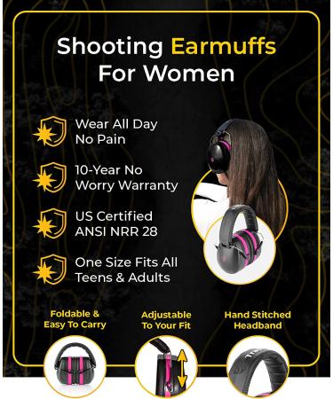 TRADESMART All-in-One Shooting Ear Protection Kit - Pain-Free Earmuffs, Earplugs, Glasses, Carrying Case (2x Pink) - Buy Online on SooperMarket.com