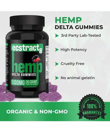 Hemp Gummies Delta Premium 500mg High Potency - 25 Fruity Gummies for Stress Relief, Inflammation, Pain, and Restful Sleep - Buy Online on SooperMarket.com