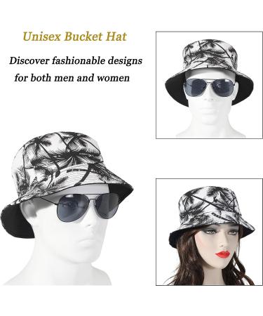 ZLYC Unisex Palm Tree Black Bucket Hat - Summer Travel Fisherman Cap for Women Men Teens - Buy Online on SooperMarket.com