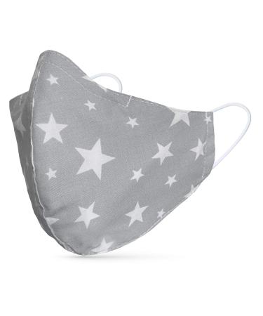 Dance pattern makeshift mask washable 100% cotton for children and adults - nose bracket and filter bag - mouth and nose protection 2 -layer - Oeko -Tex standard 100 star gray white M (1 Pack)