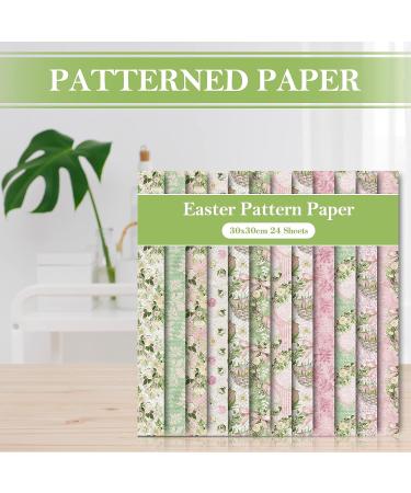 Whaline Vintage Easter Pattern Paper - 24 Sheets, Double-Sided Scrapbook Paper for Card Making & Photo Decor - 30x30cm - Buy Online on SooperMarket.com
