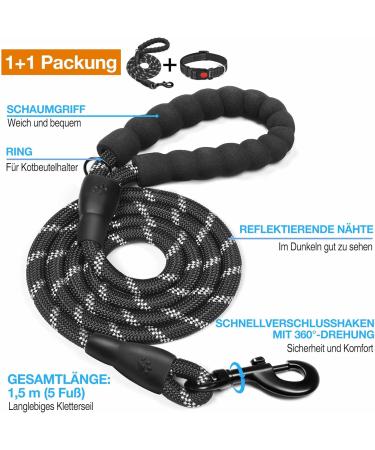 Haapaw Padded Reflective Dog Collar - Soft Neoprene Nylon for Small & Medium Dogs - Black (L - 1 Pack) | Comfortable & Breathable Design - Buy Online on SooperMarket.com