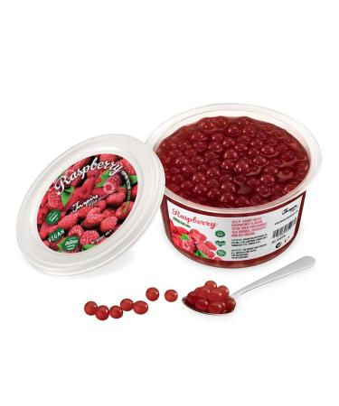 Inspire Food bubble tea pearl raspberry for bubble tea |Popping boba pearls tapioka fruit beads and boba pearls - 100% vegan and gluten -free without artificial dye 450g raspberry 450 g (1 Pack)