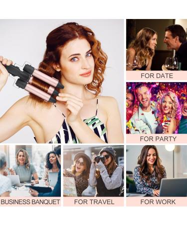 3 Barrel Curling Iron - Professional Hair Waver for Women Ceramic 1 Inch 25mm Triple Barrel Hair Curler Wand Crimper Fast Heating Anti-scalding Hair Styler Set(Black) - Buy Online on SooperMarket.com