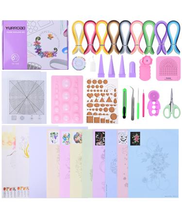 YURROAD Quilling Paper Set with 900pcs 5mm Quilling Paper Strips Filigree Paper Tool Kit and Quilling Board Slotted Pen Curling Coach Crimper