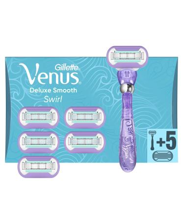 Gillette Venus Deluxe Smooth Swirl Razor Women Women's Razor + 6 Razor Blades with 5-blade