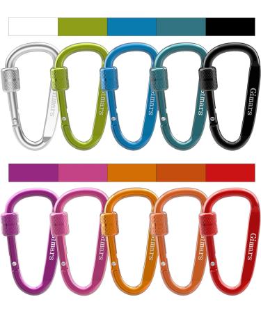 Gimars 10-Piece 6cm Mini Carabiner Set with Screw Cap - Colorful Hooks for Camping Fishing Hiking & Travel - Durable and Versatile Carabiners - Buy Online on SooperMarket.com