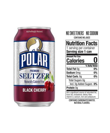 Polar Seltzer Water Black Cherry 12 fl oz Cans - 24 Pack - Refreshing Sparkling Beverage - Buy Online on SooperMarket.com