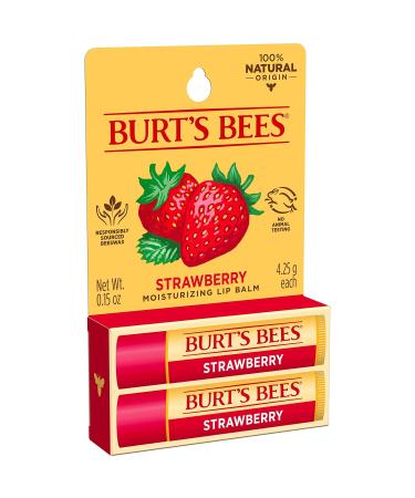 Burt's Bees Strawberry Lip Balm 2 Pack - 100% Natural Moisturizing Lip Care - Buy Online on SooperMarket.com