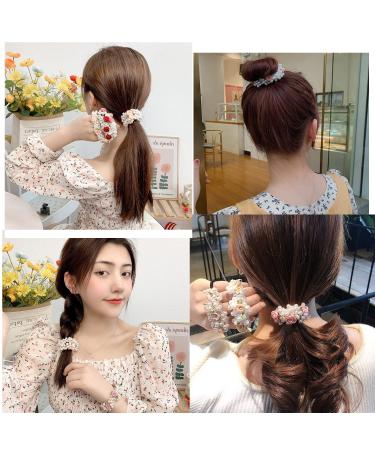 DORIS&JACKY Crystal Hair Tie Ponytail Holder with Rhinestone Beads - Handmade Hair Accessories for Women & Girls (3-flower with pearl 4 pcs) - Buy Online on SooperMarket.com