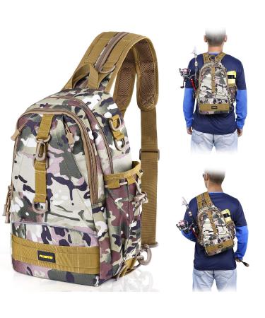 PLUSINNO Fishing Tackle Backpack Storage Bag，Fishing Gear Bag，Water-Resistant Fishing Backpack with Rod Holder…
