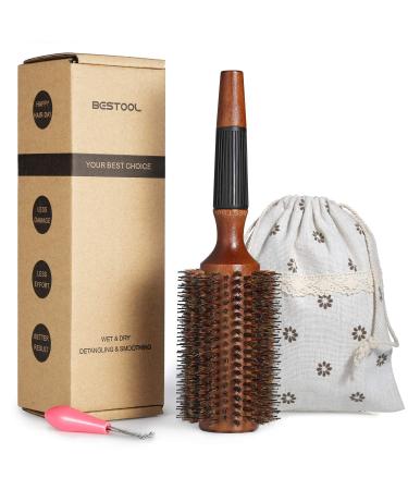 BESTOOL Round Brush for Blow Drying  Round Hair Brush for Women or Men  Boar Bristle Large Round Hairbrush for Quick Blowout  Add Shine/Volume  Minimize Damage (2.8 Inch) 3 Count (Pack of 1)