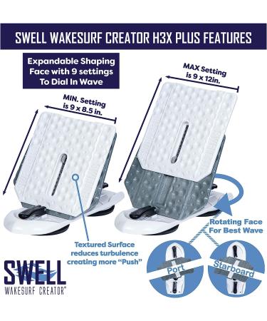 Swell Wakesurf Creator H3X Plus - Extendable & Rotating Wake Shaper with Hydrodynamic Texture - Buy Online on SooperMarket.com
