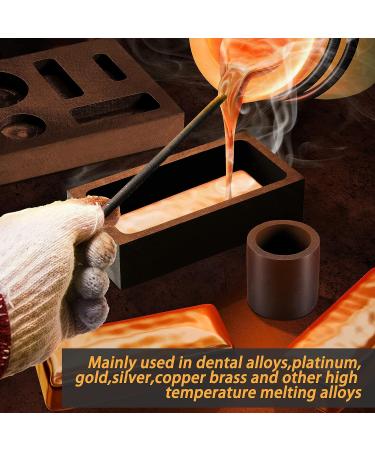 9 Pcs Graphite Torch Melting Casting Kit with Honeycomb Soldering Board and Quartz Plate - Ideal for Metal Gold Silver Copper - 5-in-1 Graphite Casting Mould Included - Buy Online on SooperMarket.com