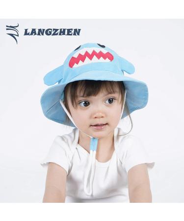 LANGZHEN Baby Girls Beach Sun Hat with Chin Strap, Blue Shark Design - Size 6-12 Months - Buy Online on SooperMarket.com