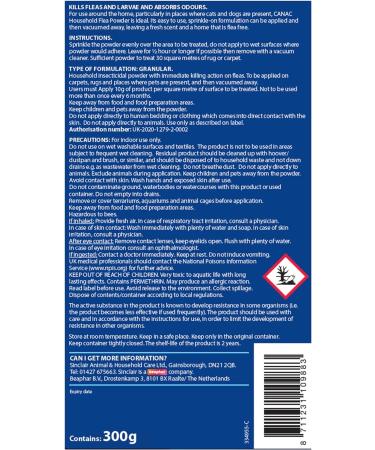 Canac Household Flea Powder 300g Insecticidal Rug & Carpet Powder Kills Fleas & Larvae Absorbs Bad Odours Covers up to 30sqm - Buy Online on SooperMarket.com