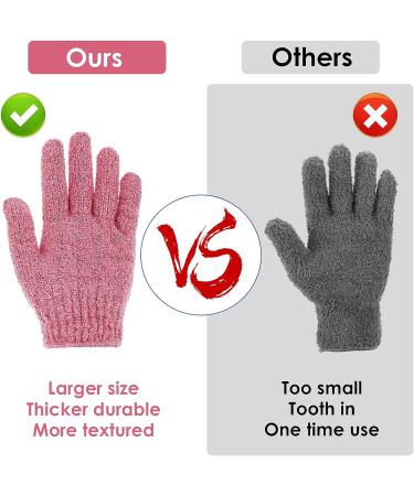 Sibba Exfoliating Gloves for Shower - Natural Loofah Bathing Gloves for Body and Face - Dead Skin Remover - Double Sided Microfibre - Adults and Kids (Red) - Buy Online on SooperMarket.com