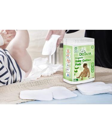 DESTALYA Organic Cotton Pads for Diaper Change & Makeup Removal - 360 Large Disposable Squares for Sensitive Skin - Soft Cleansing Wipes for Personal Care - Buy Online on SooperMarket.com