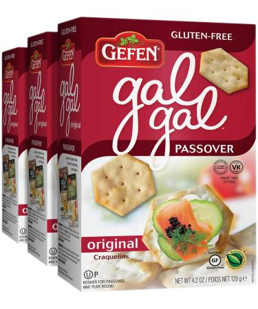 Gefen Gluten Free Gal Gal Original Crackers 4.2oz (3 Pack), Low Fat, Zero Sugar, All Natural, Kosher for Passover