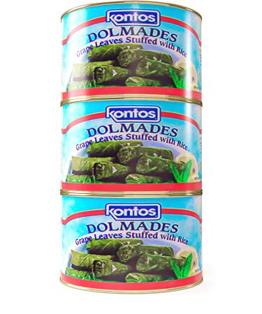 Kontos Foods Dolmas Stuffed Grape Leaves With Rice • Ready To Eat • Kosher • for vegan snacks or Greek Food Mezze Platter w/ spanakopita, tzatziki sauce, babaganush, greek olives or Charcuterie Board • Greek dolmades canne…