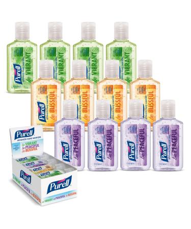Purell Advanced Hand Sanitizer Gel Infused with Essential Oils, Scented Variety Pack, 1 fl oz Travel Size Flip Cap Bottles (Box of 12 Bottles)- 3901-24-CMRMETRY