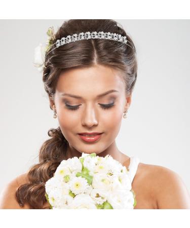 6-Piece Crystal Flower & Leaves Crown Headband Set for Bride & Bridesmaids - Wedding Party Headdress (Style 1) Silver - Buy Online on SooperMarket.com