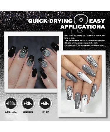 8 Colors Dip Powder Nail Set - Classic Black White & Gray Collection | DIY Glitter Pastel Nail Kit for Women | No Nail Lamp Required - Buy Online on SooperMarket.com