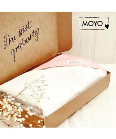 Moyo Hooded Towel for Toddlers & Babies - White-Ros 75x75cm | 100% Cotton Bathing Poncho | Washable Baby Bath Towel with Hood - Buy Online on SooperMarket.com